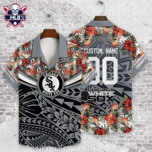 Customizable Chicago White Sox Floral Black And White Hawaiian Shirt