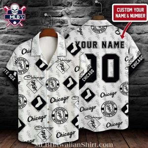 Customizable Chicago White Sox Hawaiian Shirt With Monochrome Logo Pattern