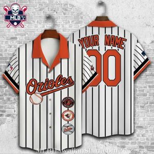 Customizable Orioles Pinstripe Jersey Hawaiian Shirt