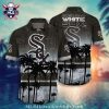 Monochrome Palm And Star Chicago White Sox Customizable Aloha Shirt