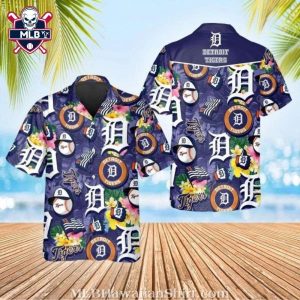 Detroit Tigers Floral And Logo Tropical Hawaiian Shirt