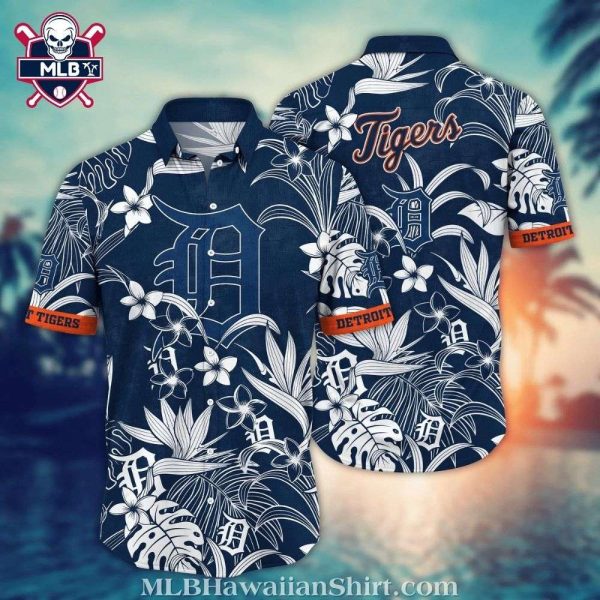 Detroit Tigers Floral Monochrome Hawaiian Shirt