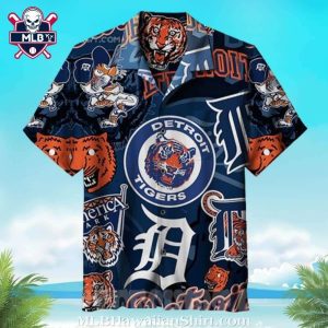 Detroit Tigers Full Tiger Mascot Print Tropical Shirt