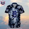 Detroit Tigers Floral Monochrome Hawaiian Shirt