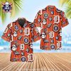 Detroit Tigers Navy Blue Hibiscus And Orange Highlights Aloha Shirt