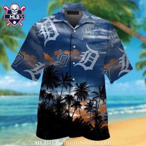 Detroit Tigers Palm Sunset Hawaiian Shirt