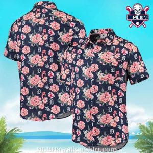 Detroit Tigers Soft Pink Floral Aloha Shirt