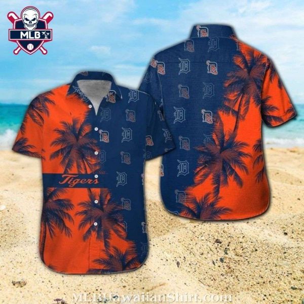 Detroit Tigers Sunset Palms Split Design Hawaiian Shirt