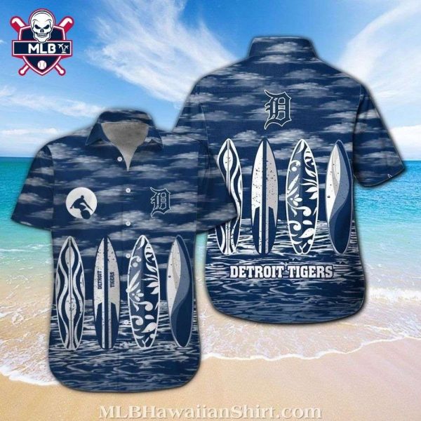 Detroit Tigers Surfboard Stripe Aloha Shirt