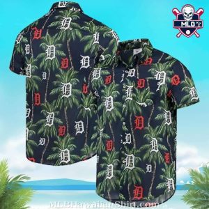 Detroit Tigers Tropical Palm Night Aloha Shirt