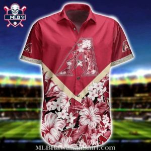 Diamondbacks Floral Diagonal Stripe MLB Aloha Shirt 1