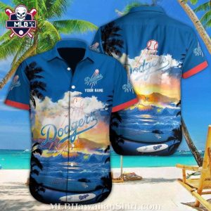 Dodgers Sunset Palms Customizable MLB Hawaiian Shirt