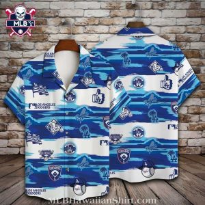 Dodgers Wave Runner Blue Striped MLB Hawaiian Shirt