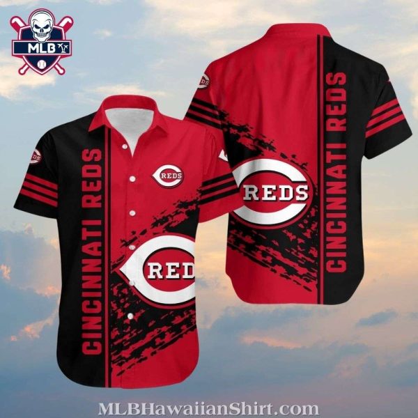 Dynamic Splash Play – Cincinnati Reds Black And Red Hawaiian Shirt