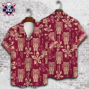 Elegant Boston Red Sox Aloha Shirt With Traditional Motifs