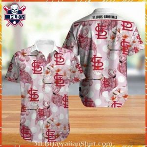 Elegant Flora And Pink Flamingo Monogram MLB St. Louis Cardinals Hawaiian Shirt