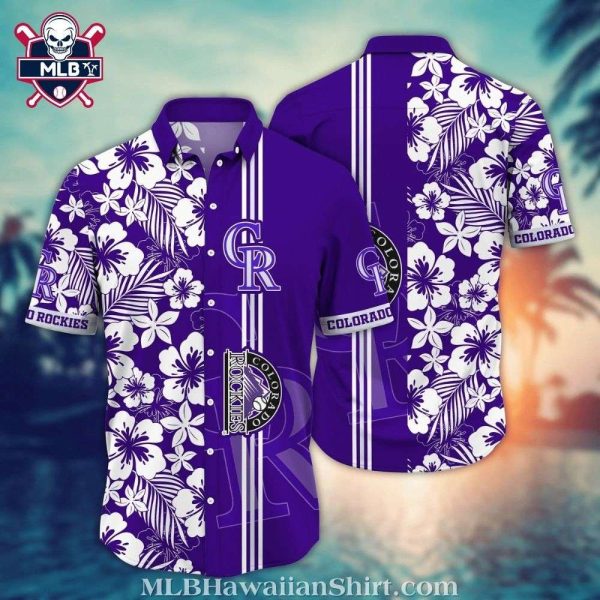 Elegant Rockies Flora – Colorado Rockies White And Purple Aloha Shirt