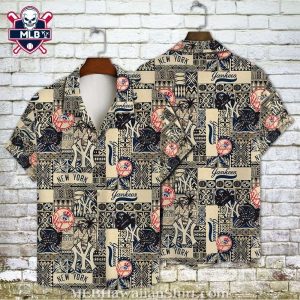 Elegant Tapa NY Yankees Aloha Shirt – Traditional Beige And Navy