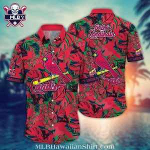 Exotic Leaf St Louis Cardinals Bright Red Aloha Shirt