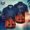 Golden Palms Detroit Tigers Dark Hawaiian Shirt