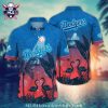 Fiery Swing Blue And White LA Dodgers Baseball Hawaiian Shirt