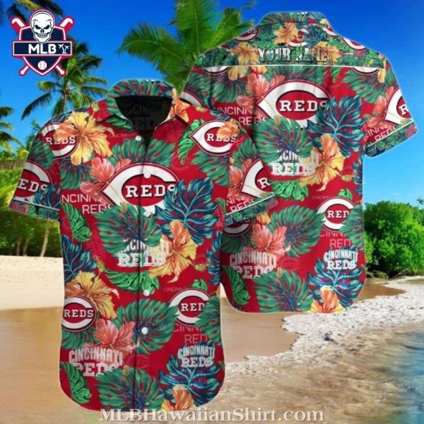 Floral Frenzy Reds Paradise MLB Cincinnati Reds Hawaiian Shirt