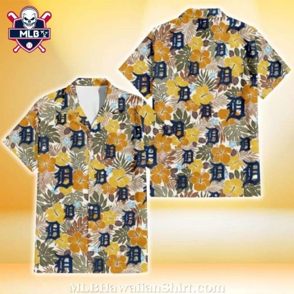 Golden Blossom Detroit Tigers Hawaiian Shirt