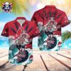 Boston Red Sox Tropical Hibiscus And Palm Aloha Shirt