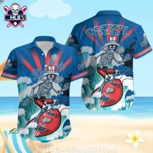 Grateful Dead Skeleton Rocking Dodgers MLB Aloha Shirt – LA Blues Wave