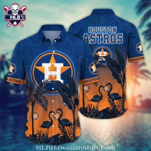 Houston Astros Flamingo And Tropical Scenery Aloha Shirt