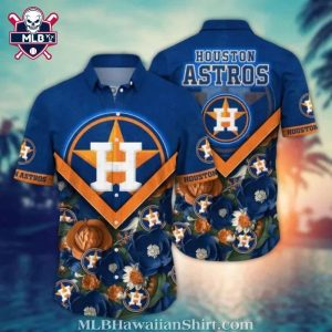 Houston Astros Grand Floral Emblem Hawaiian Shirt