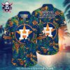 Houston Astros Tribal Pattern Orange Tropical Hawaiian Shirt