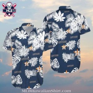 Houston Astros Monochrome Floral Hawaiian Shirt