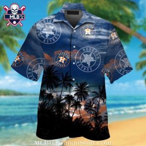 Houston Astros Palm Silhouette Tropical Hawaiian Shirt