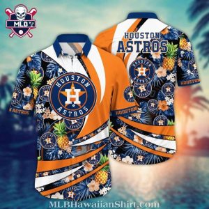 Houston Astros Pineapple And Floral Striped Hawaiian Shirt