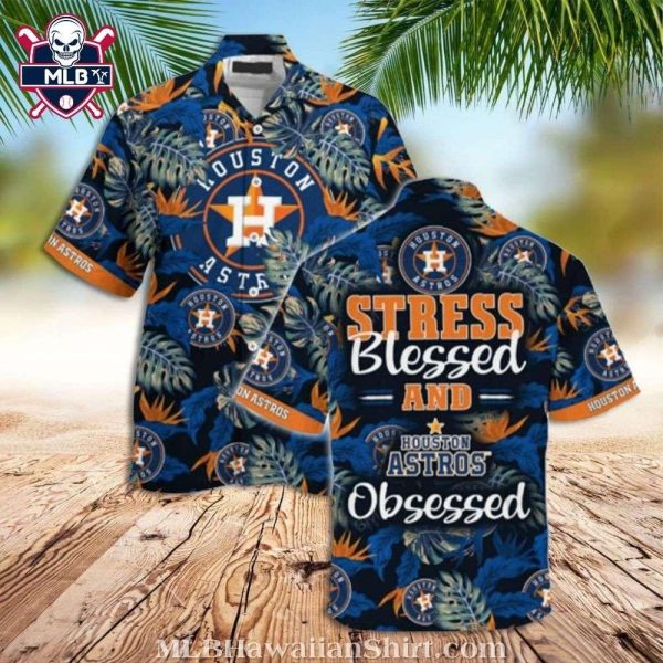 Houston Astros Stress-Free Tropical Hawaiian Shirt – Lush Foliage And Bold Text