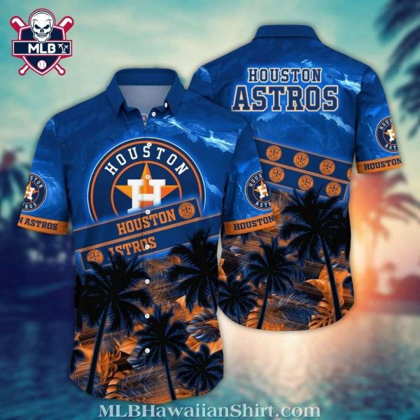 Houston Astros Sunset Palm Silhouettes Aloha Shirt