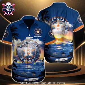 Houston Astros Sunset Palms Tropical Hawaiian Shirt – Vibrant Beach Sunset Design