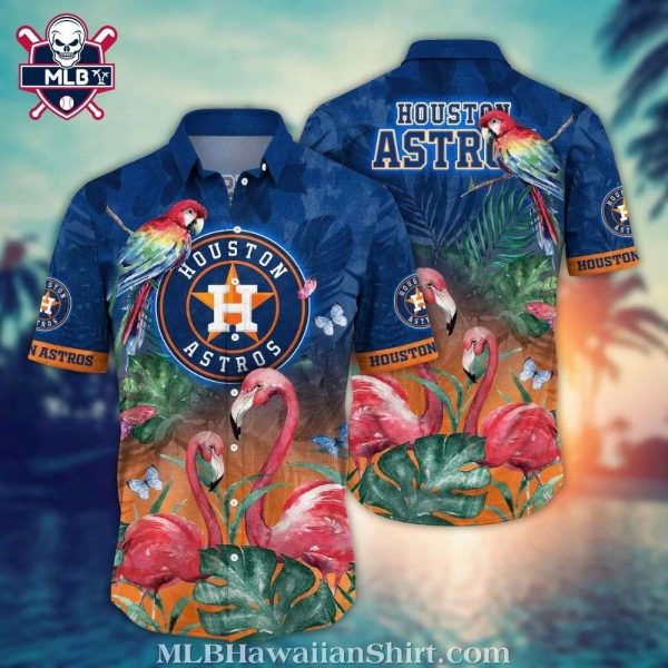 Houston Astros Tropical Flamingo And Parrot Hawaiian Shirt