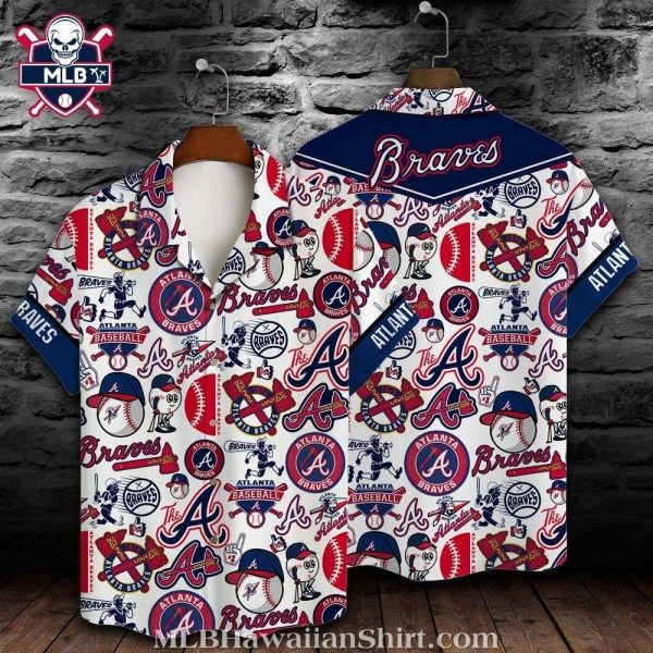 Iconic Atlanta Braves Emblem Aloha Shirt – Classic Navy And Red