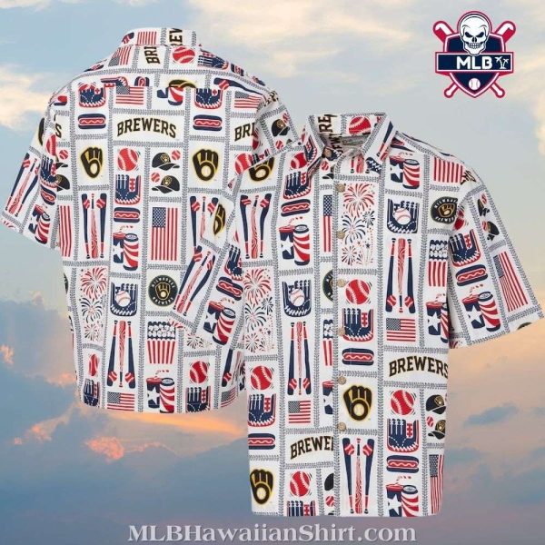 Independence Day Catch – Brewers Patriotic Icons Hawaiian Shirt