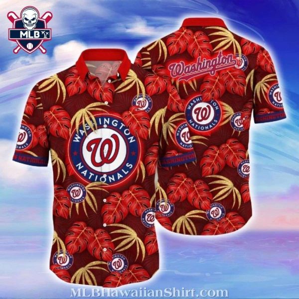 Island Sunset Washington Nationals Tropical Shirt – Warm Tones And Palm Fronds