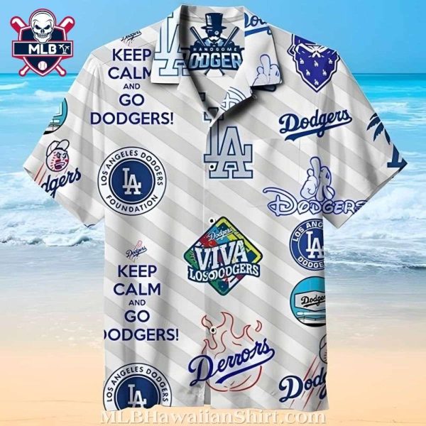 Keep Calm And Dodgers On MLB Hawaiian Shirt – Relax And Cheer Design