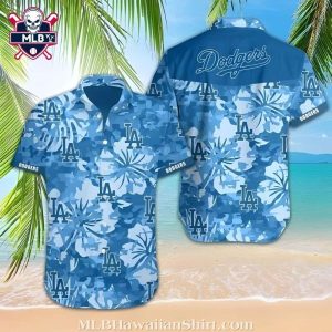 LA Dodgers Camouflage Hibiscus Flower Pattern MLB Hawaiian Shirt