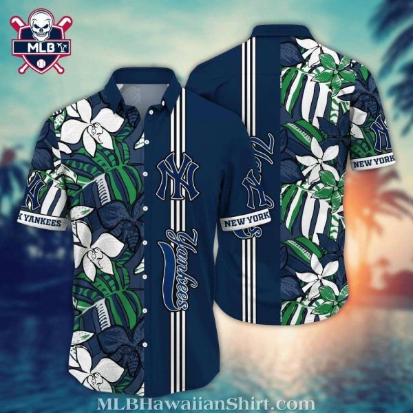 Leafy Elegance NY Yankees Tropical Hawaiian Shirt