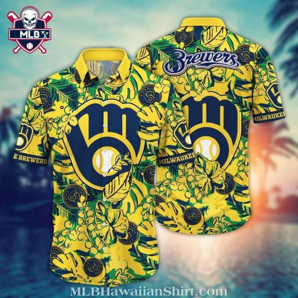 Lemon Zest Pitch – Milwaukee Brewers Citrus Floral MLB Hawaiian Shirt