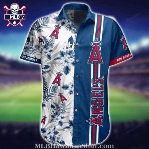 Los Angeles Angels Blue Tropical Hibiscus Hawaiian Shirt 1