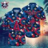 Los Angeles Angels Red And Blue Hawaiian Shirt With Tropical Flora