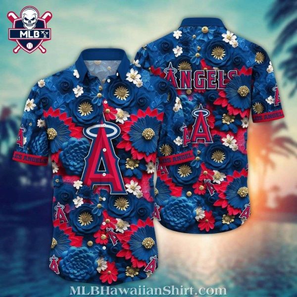 Los Angeles Angels Bold Floral Design Hawaiian Shirt