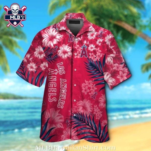 Los Angeles Angels Floral Aloha Shirt With Hibiscus And Palm Accents